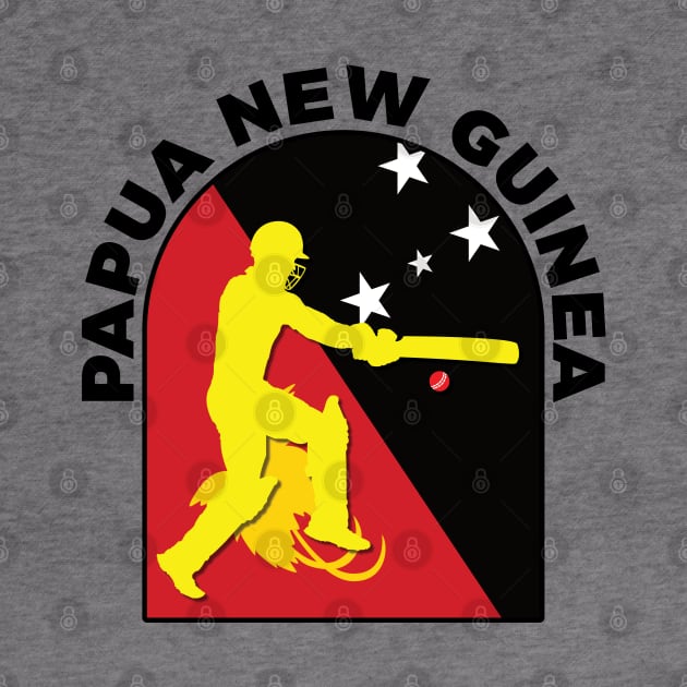 Papua New Guinea Cricket Batsman Papua New Guinea Flag by DPattonPD